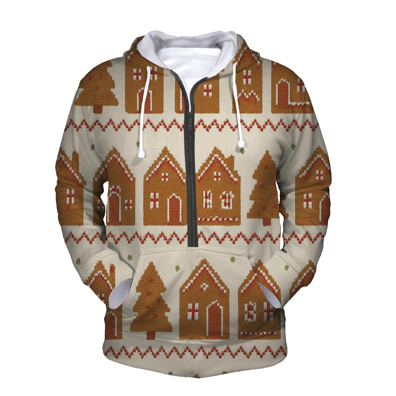 Gingerbread Village Parade Design printed hoodies