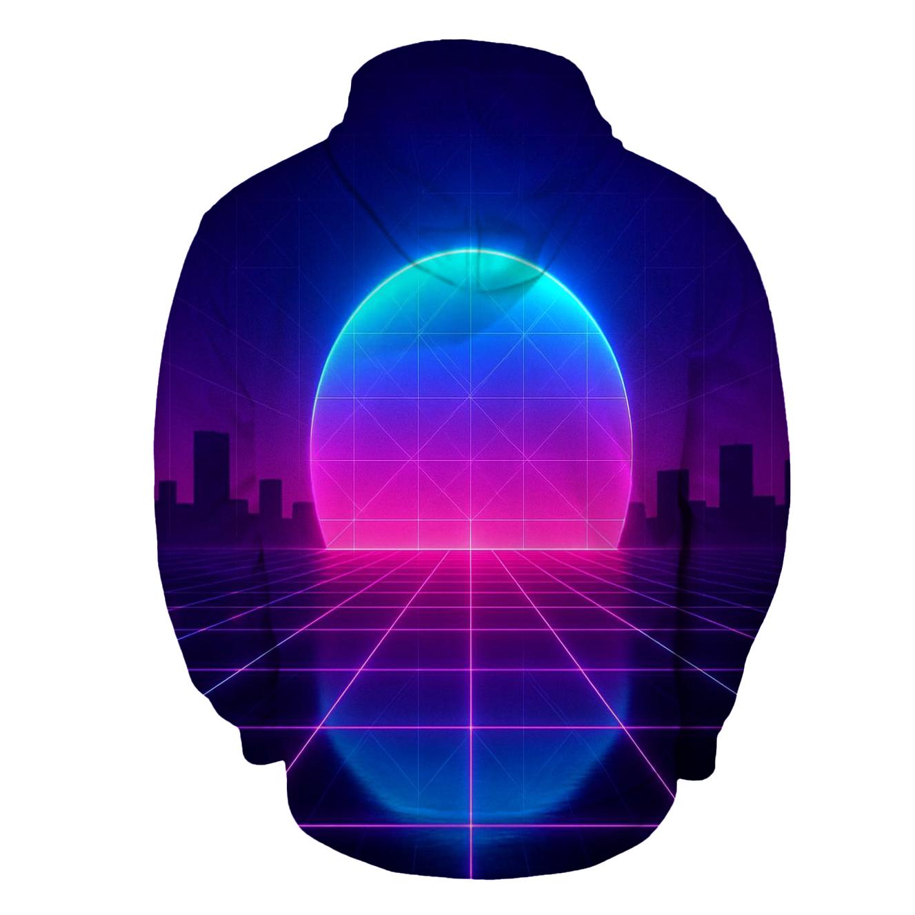 Neon Grid Horizon zip-up hoodies