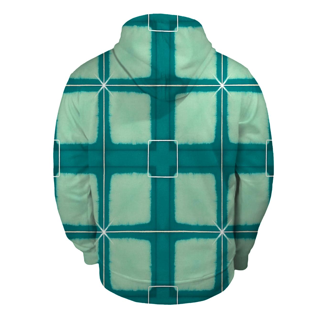 Itajime Teal Grid premium hoodies
