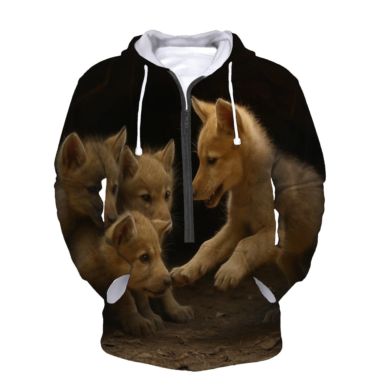 Wolf Pup Schooling Lesson heavyweight hoodies