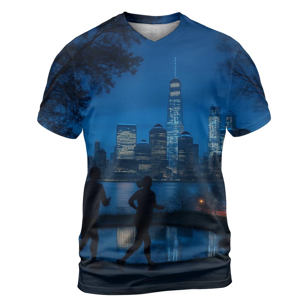 Central Park Overlook At Blue Hour statement graphic shirts