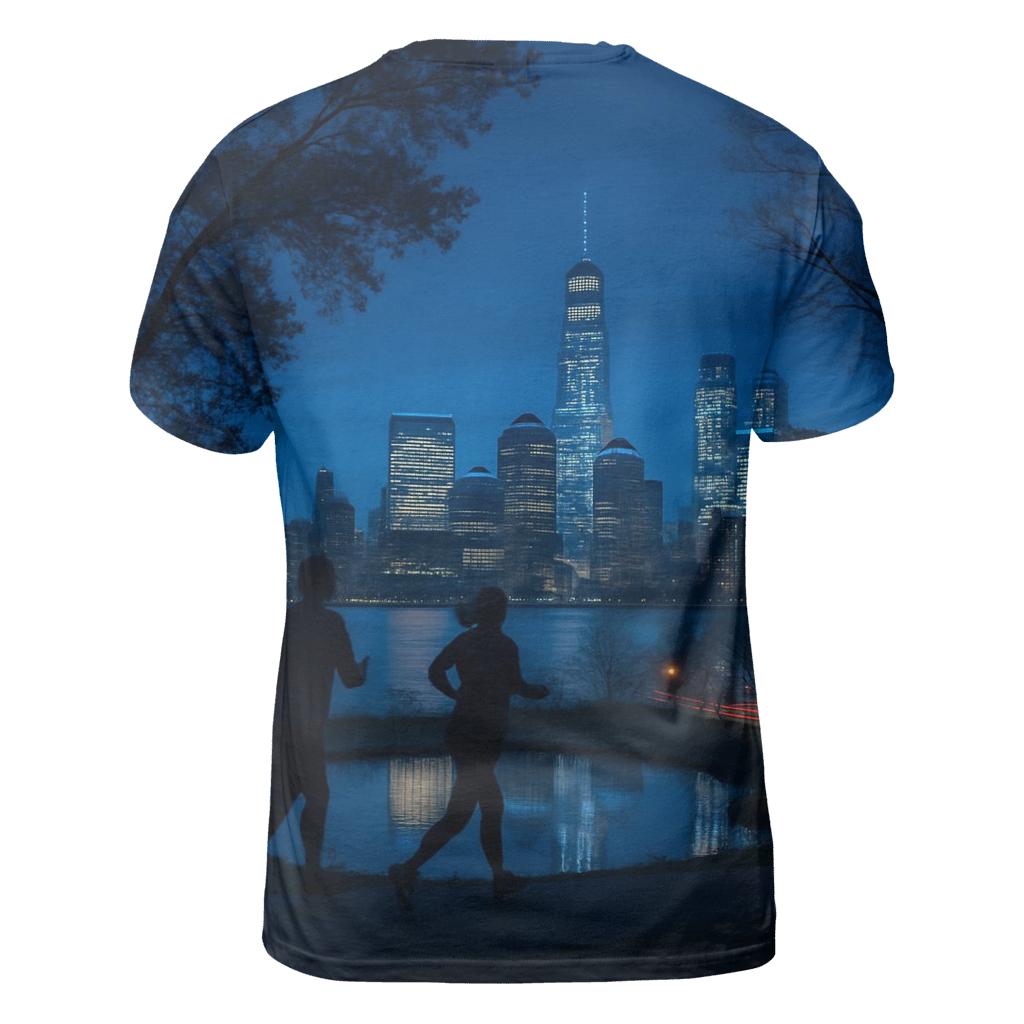 Central Park Overlook At Blue Hour statement graphic shirts