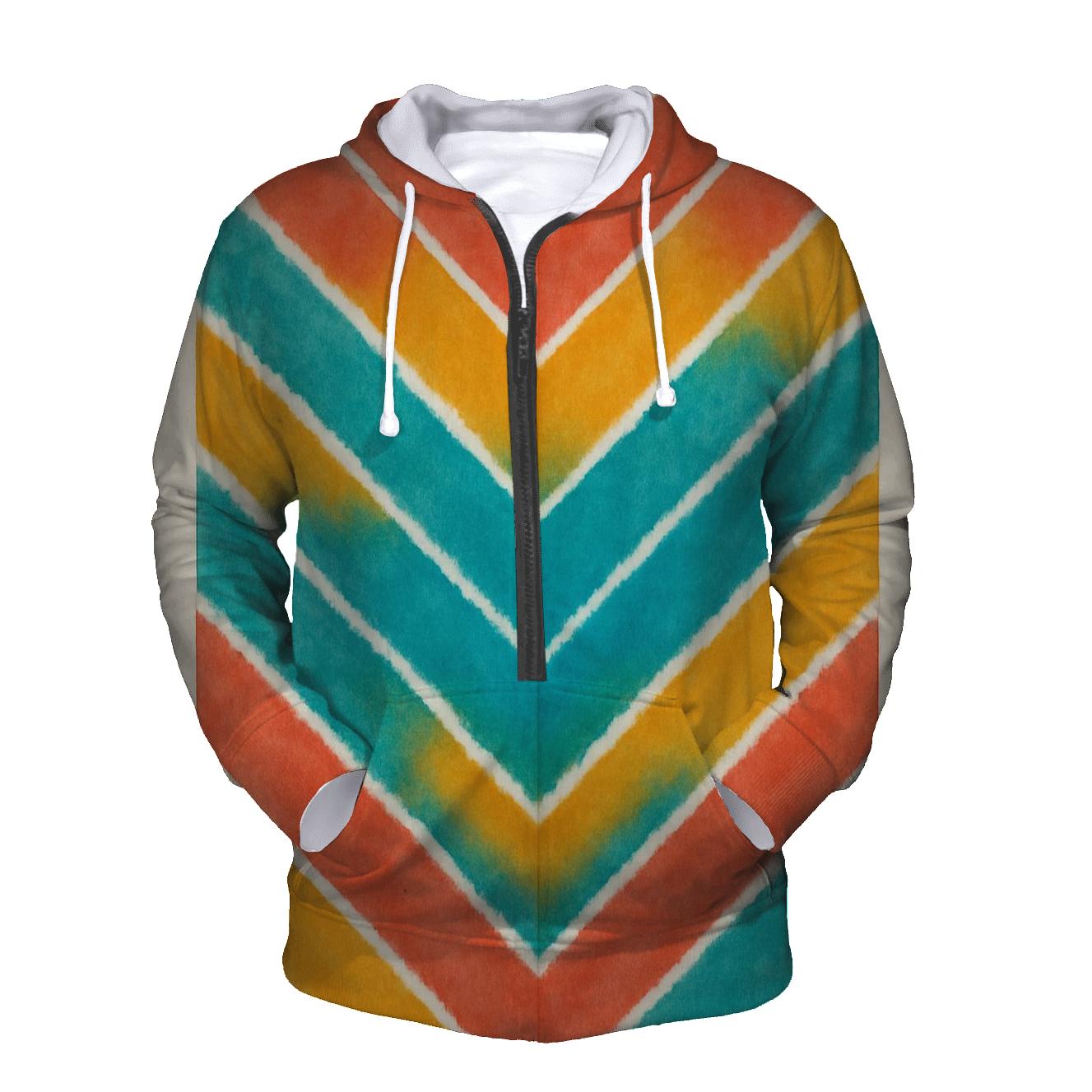 Coral Chevron Accordion zip-up hoodies