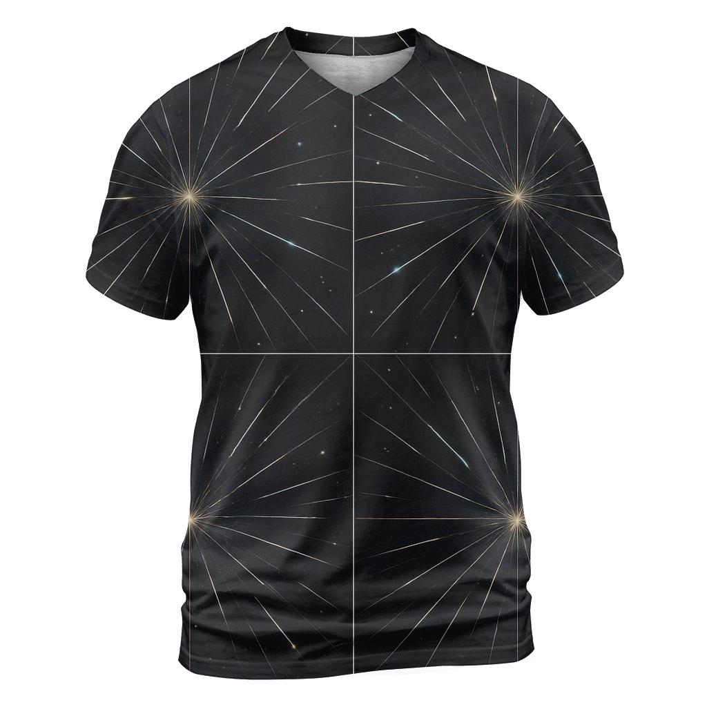 Meteor Trail Radiant Grid artistic all-over print tops