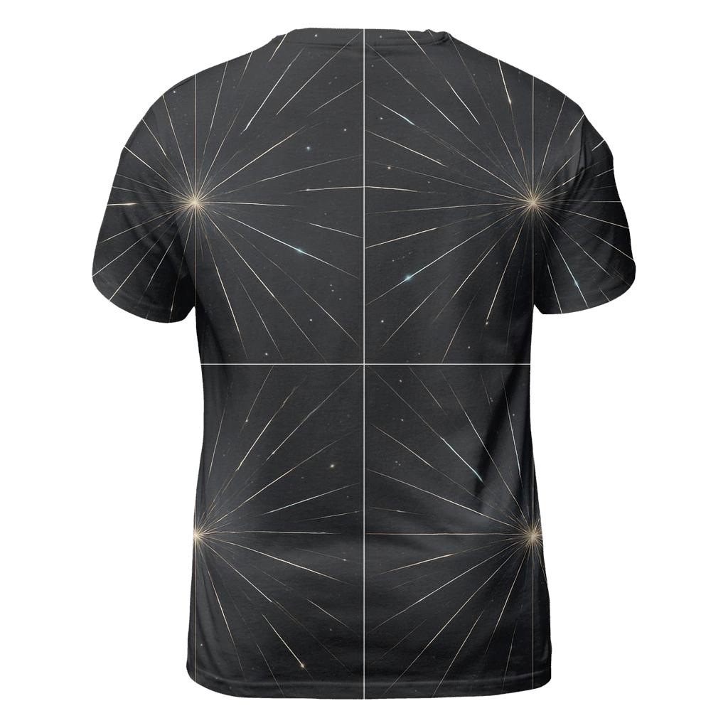 Meteor Trail Radiant Grid artistic all-over print tops