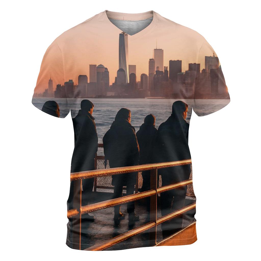 Sunrise From Staten Island Ferry Deck vibrant all-over design tees