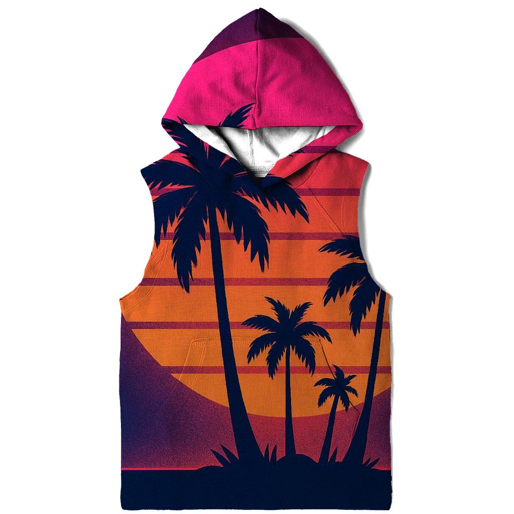 Retro Wave Sunset Palms pullover hoodies