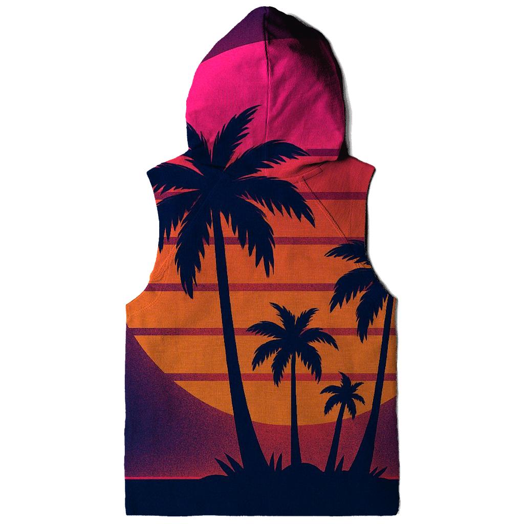 Retro Wave Sunset Palms pullover hoodies
