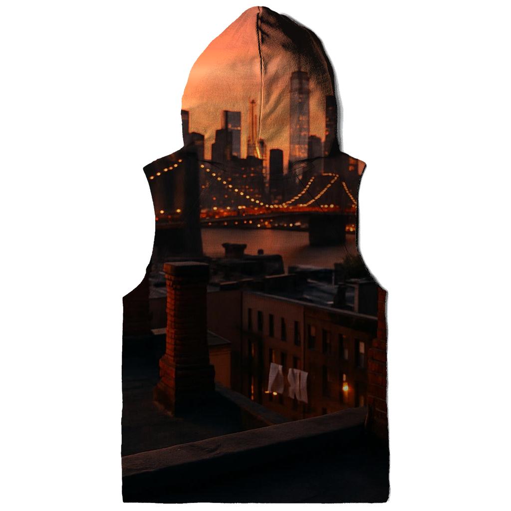 Sunset From Brooklyn Brownstone Roof embroidered hoodies