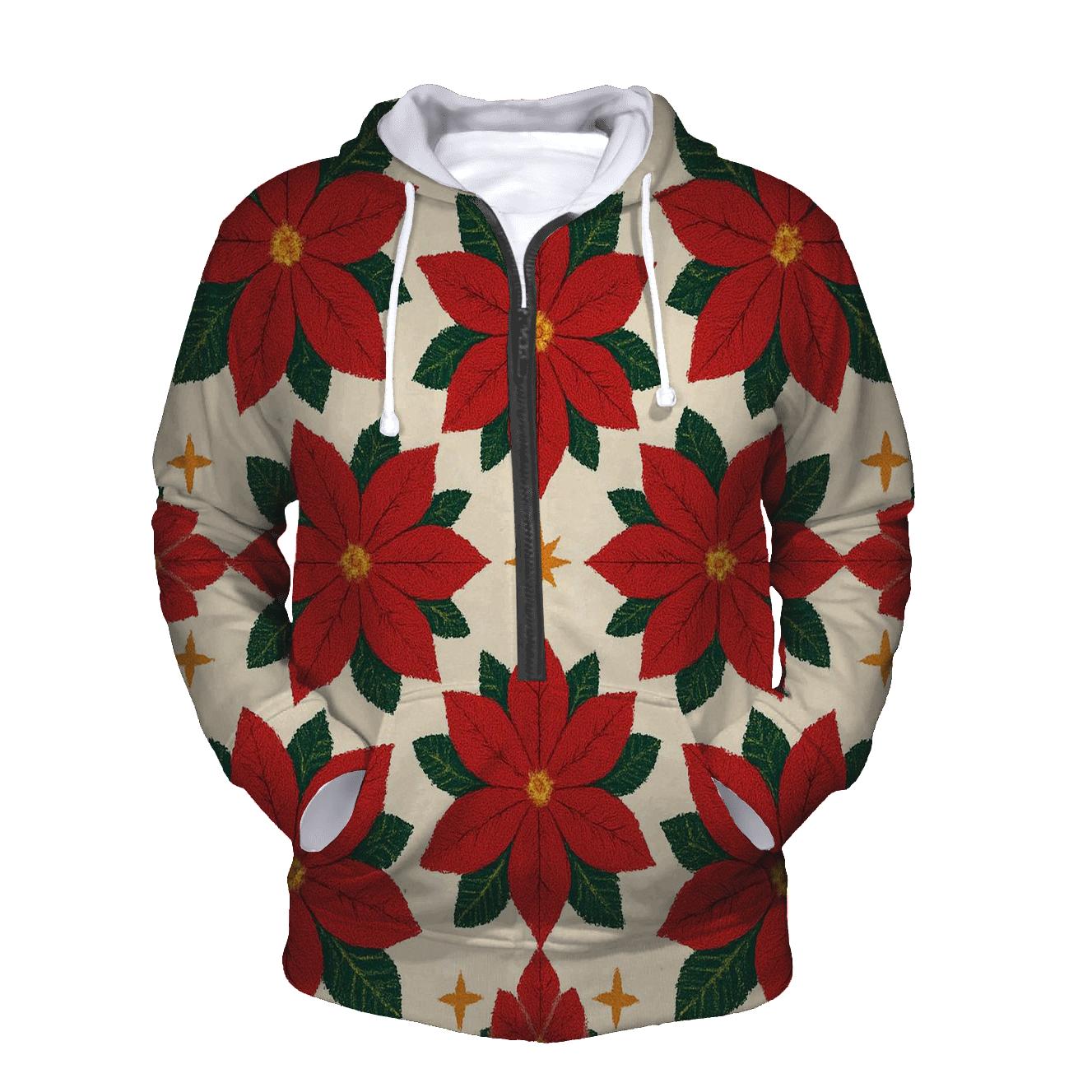 Poinsettia Tile Garden Design designer hoodies
