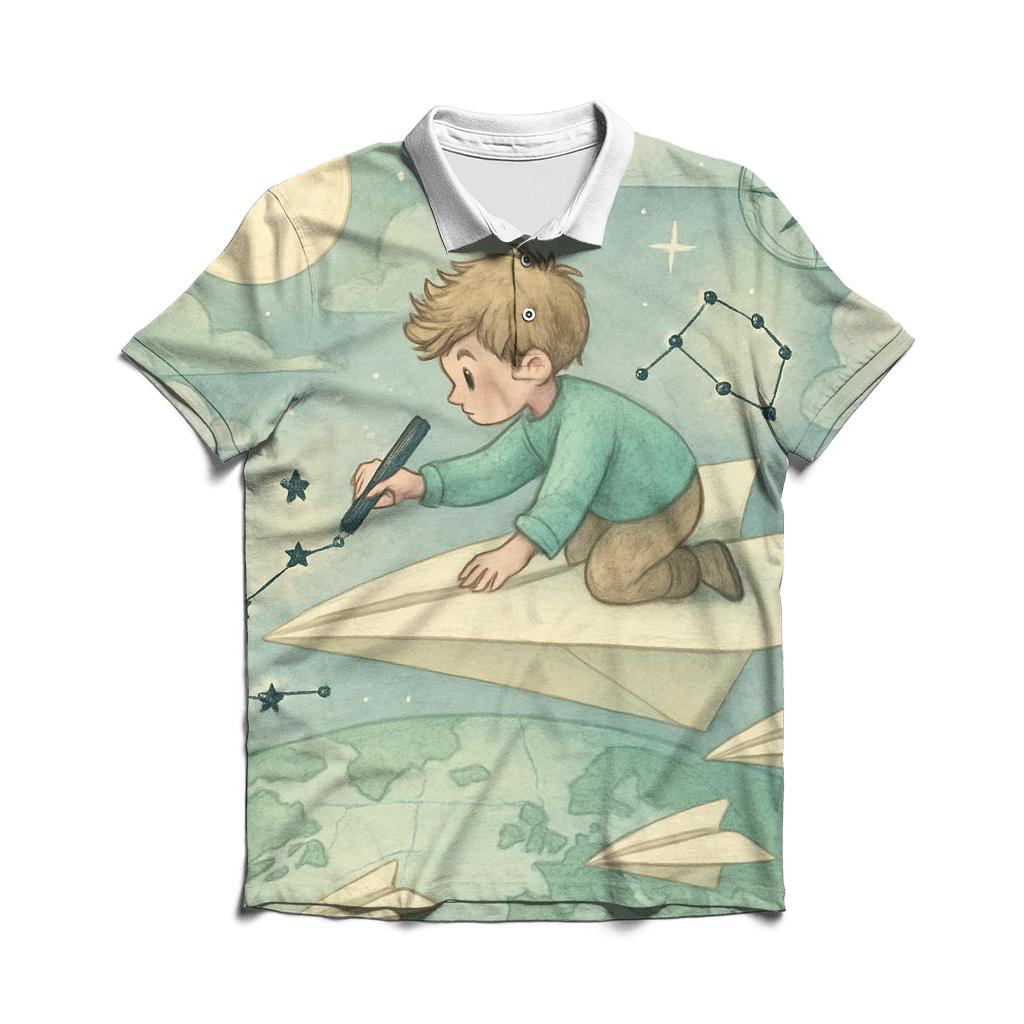 Paperplane Sky Cartographer personalized polo shirts
