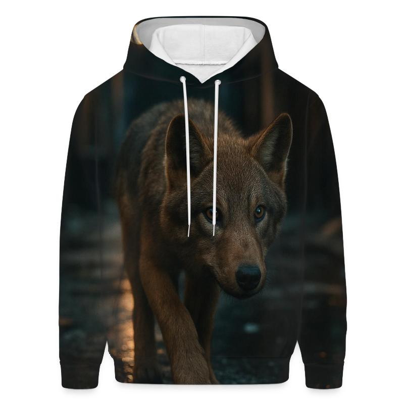 Urban Edge Wolf At Night embroidered hoodies