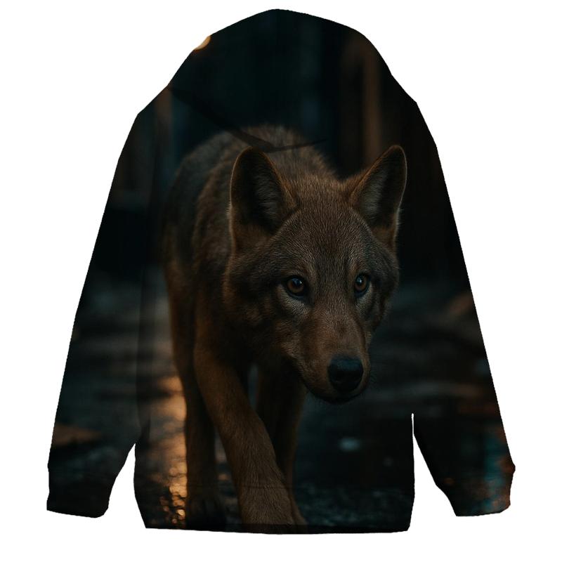 Urban Edge Wolf At Night embroidered hoodies