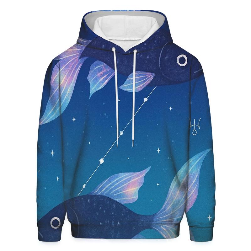 Pisces Dreamstream Dual Fish embroidered hoodies