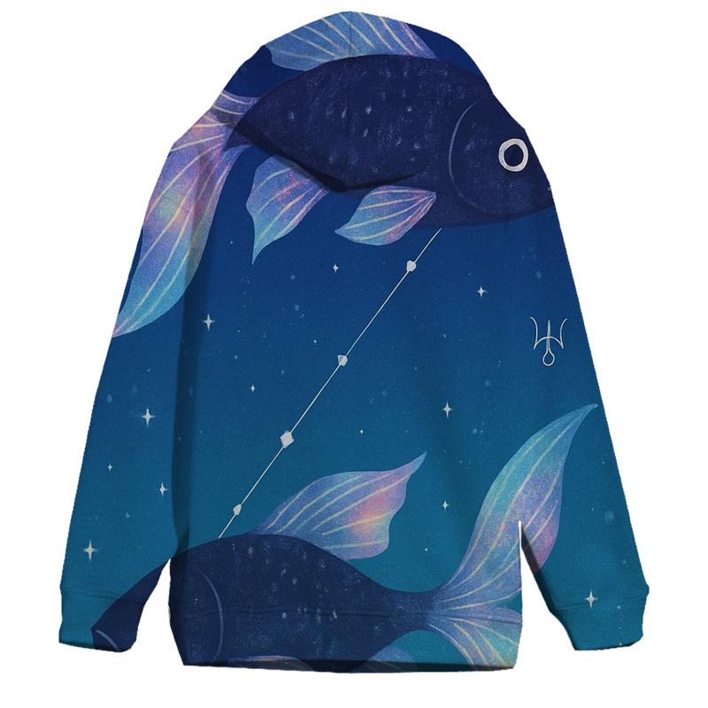 Pisces Dreamstream Dual Fish embroidered hoodies