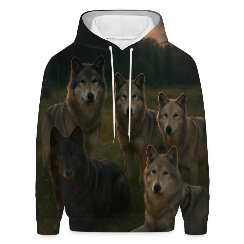Cultural Steward Wolf Pack Portrait embroidered hoodies