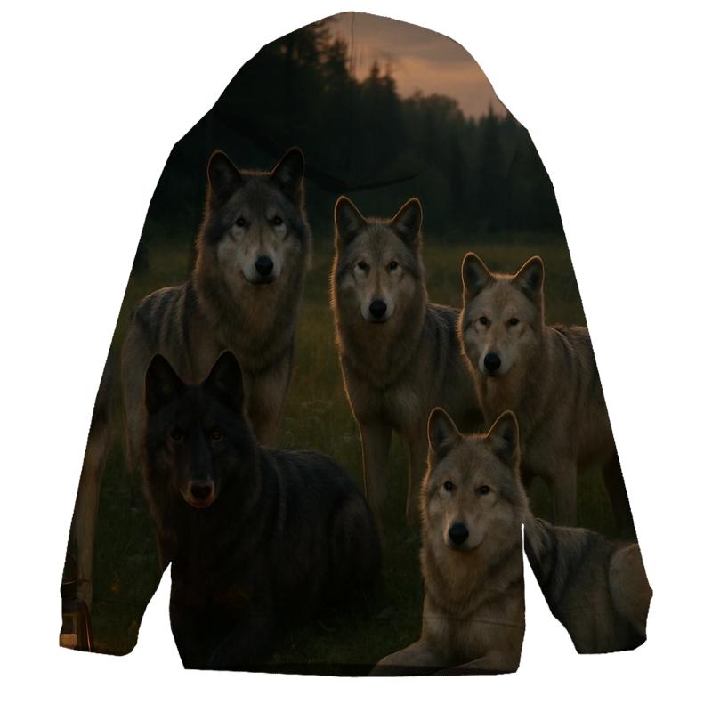 Cultural Steward Wolf Pack Portrait embroidered hoodies