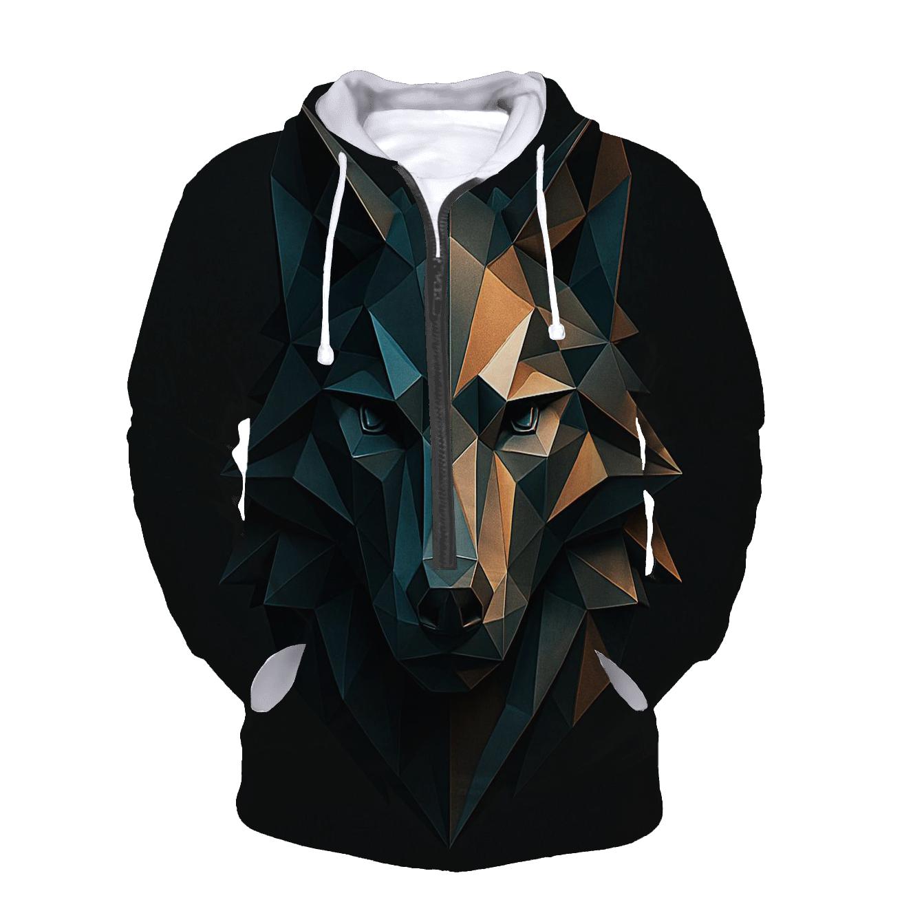 Abstract Geometric Wolf lightweight hoodies