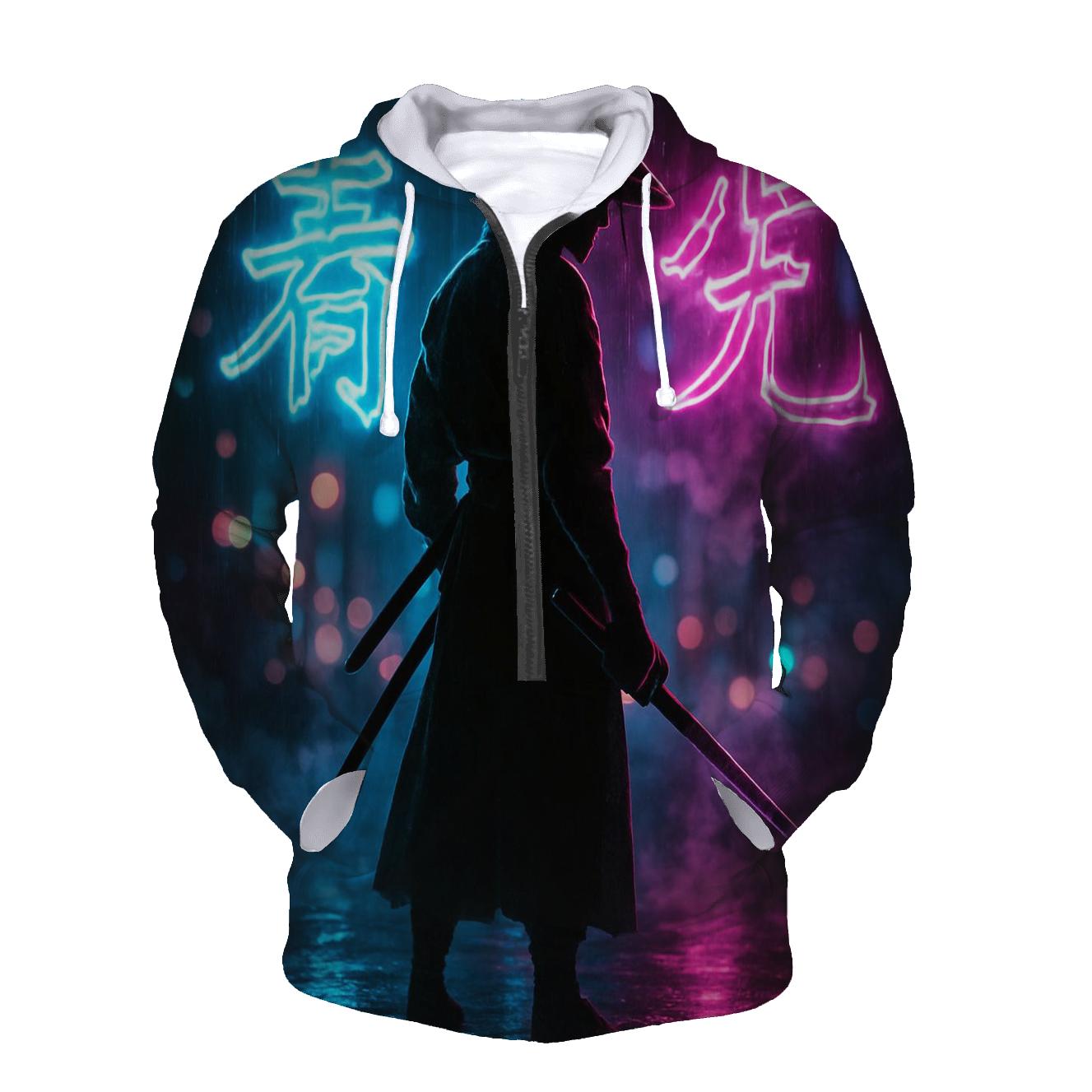 Neon Cyberpunk Samurai hoodie designs