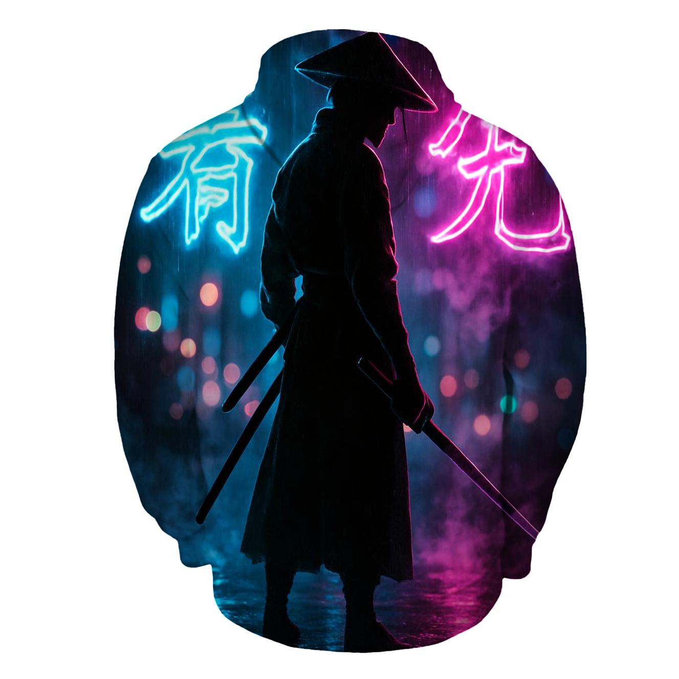 Neon Cyberpunk Samurai hoodie designs