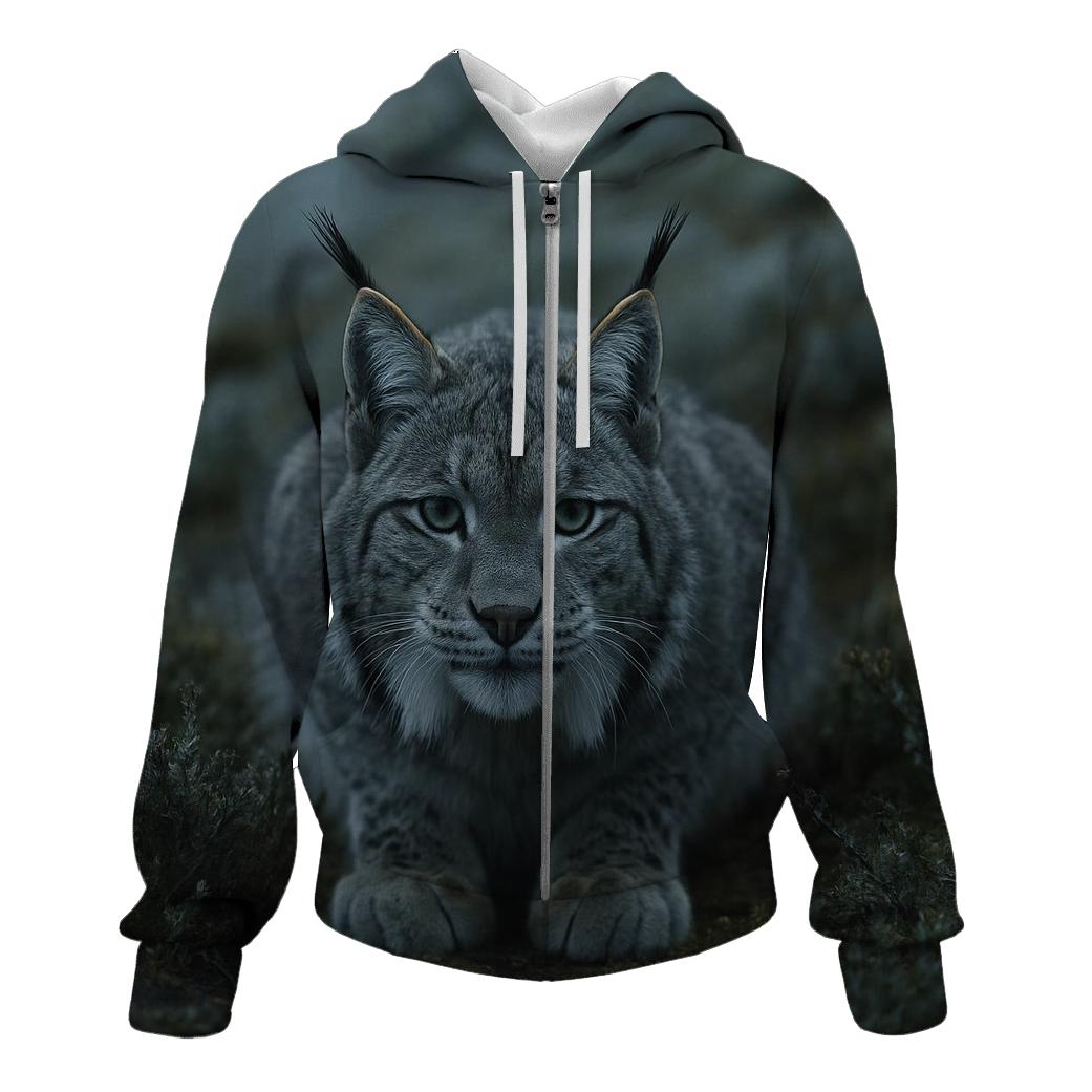 Highland Ambush Eurasian Lynx printed hoodies