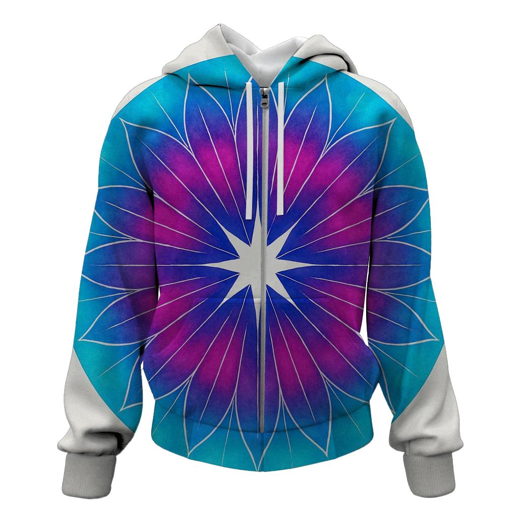 Magenta Mandala Sunburst embroidered hoodies