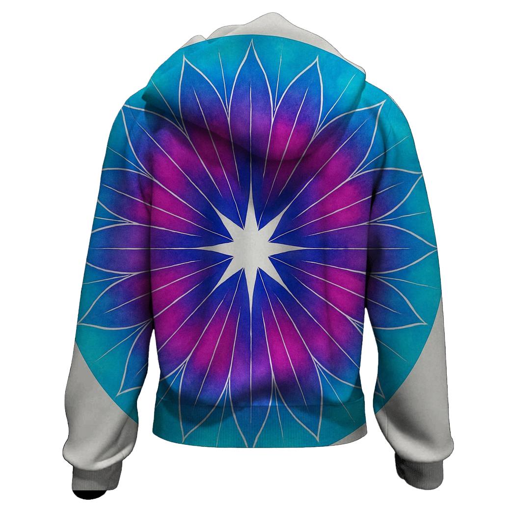 Magenta Mandala Sunburst embroidered hoodies