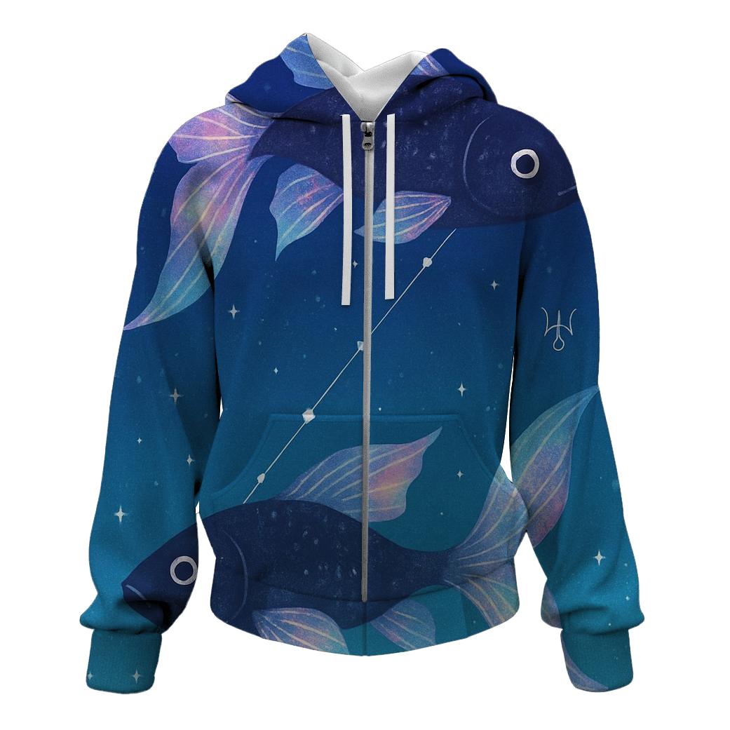 Pisces Dreamstream Dual Fish zip-up hoodies