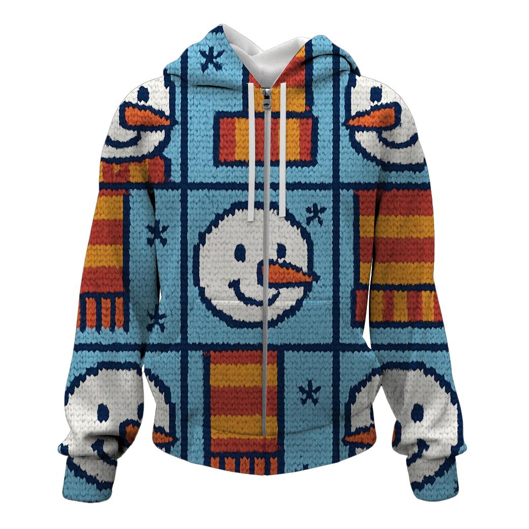 Snowman Scarf Grid Design pullover hoodies