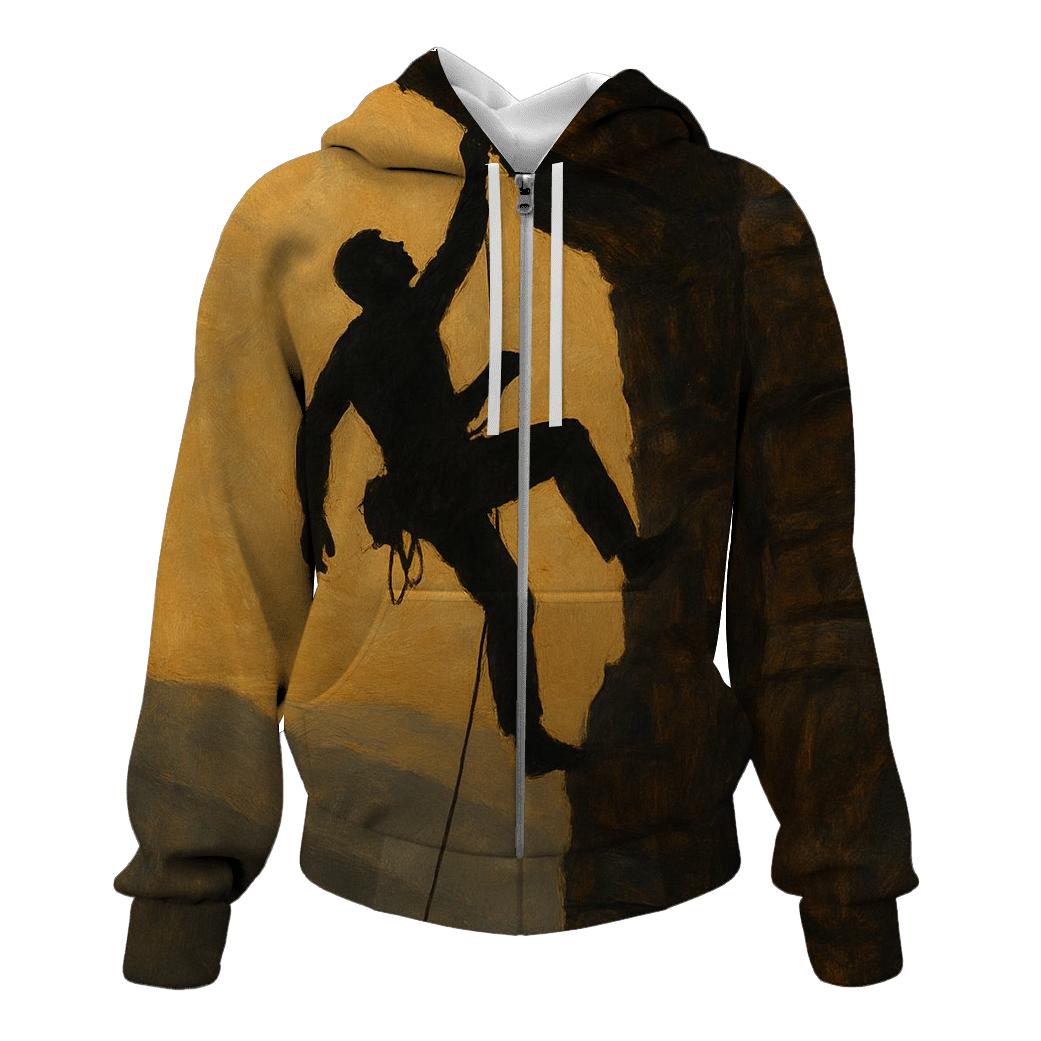 Rock Climb Silhouette Ascent printed hoodies