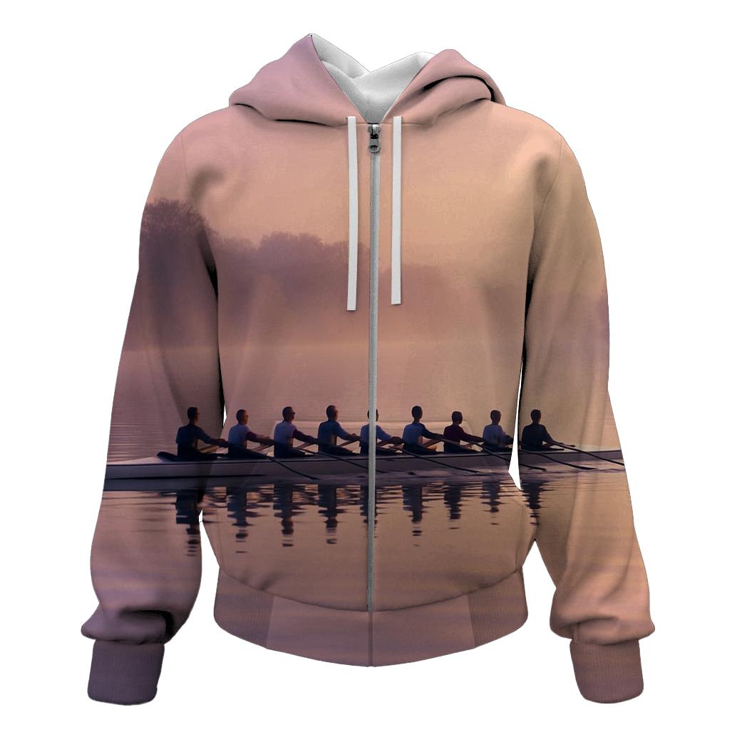 Rowing Harmony At Dawn zip-up hoodies