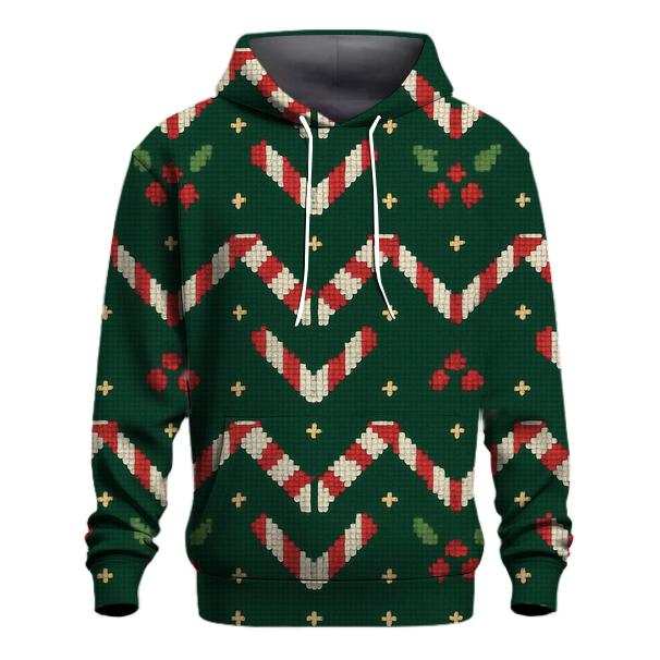 Candy Cane Herringbone Stitch Design embroidered hoodies