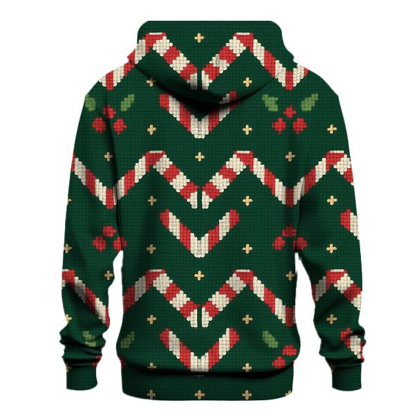 Candy Cane Herringbone Stitch Design embroidered hoodies