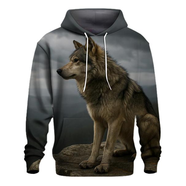 Lone Timber Wolf On Clifftop lightweight hoodies