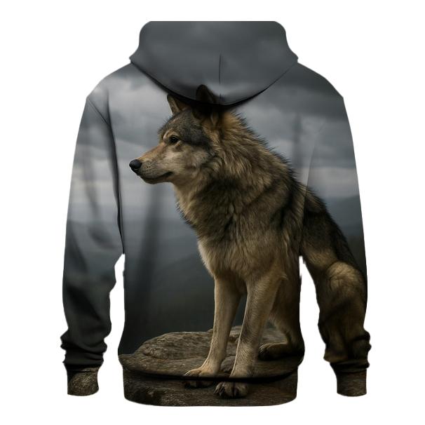 Lone Timber Wolf On Clifftop lightweight hoodies