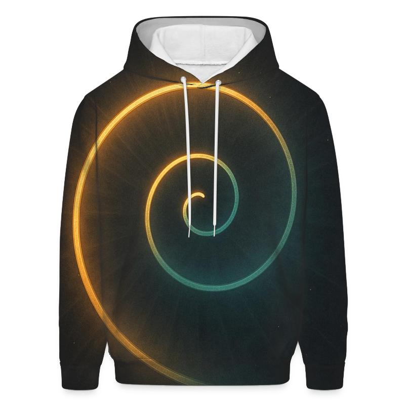 Radiant Spiral Path printed hoodies