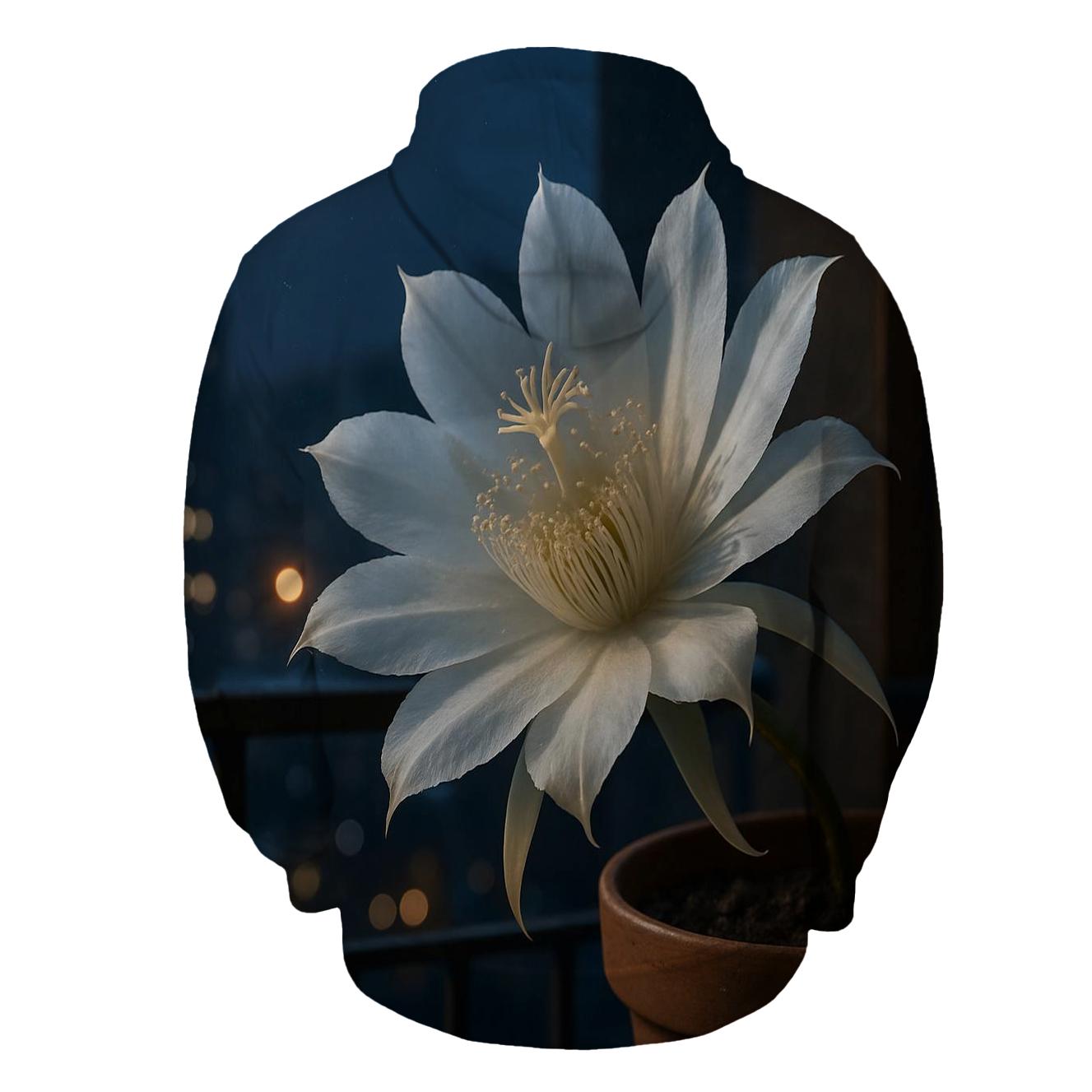 Night-Blooming Cereus On Urban Balcony graphic hoodies