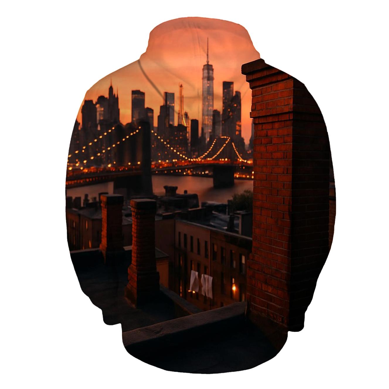 Sunset From Brooklyn Brownstone Roof graphic hoodies