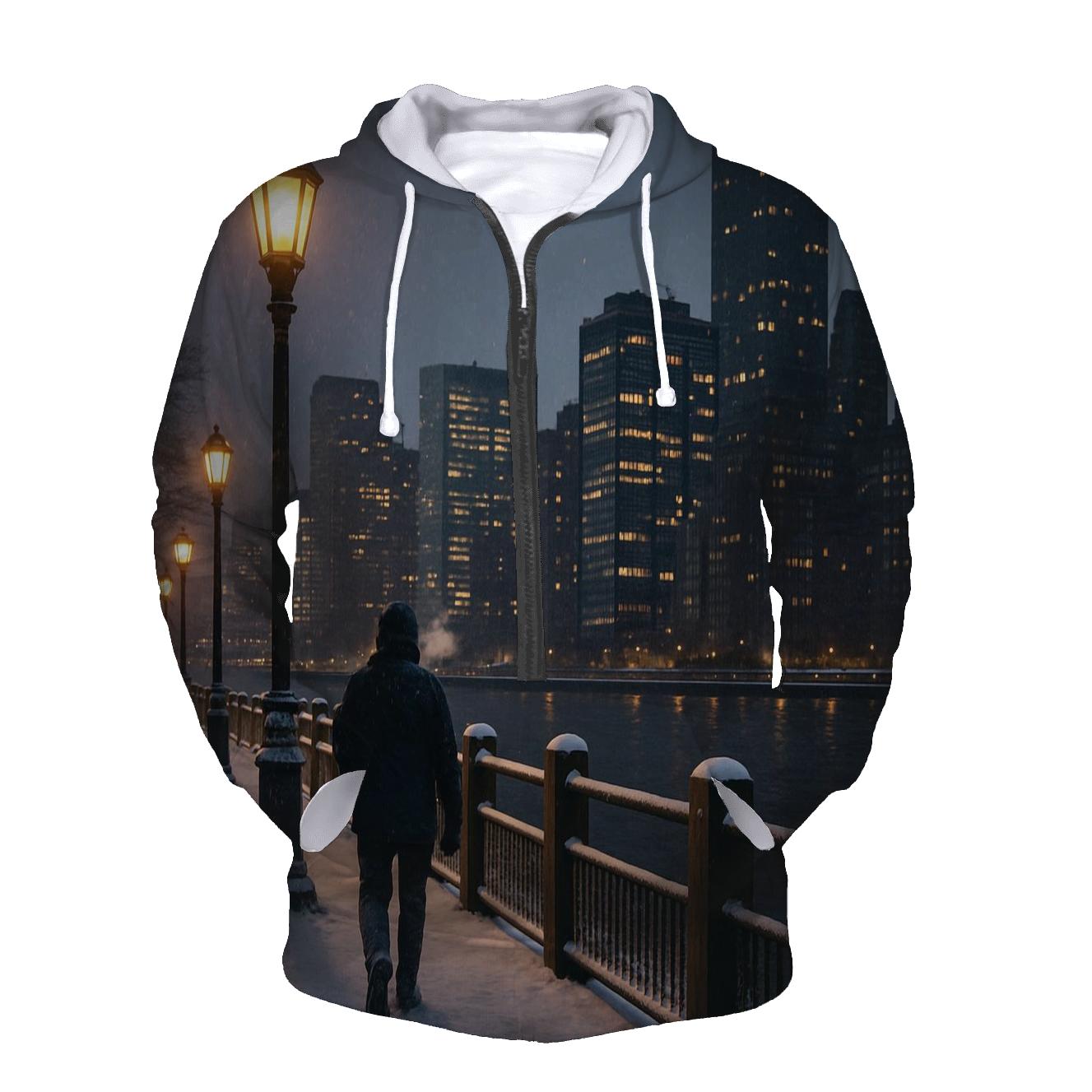 Winter Twilight At Roosevelt Island premium hoodies