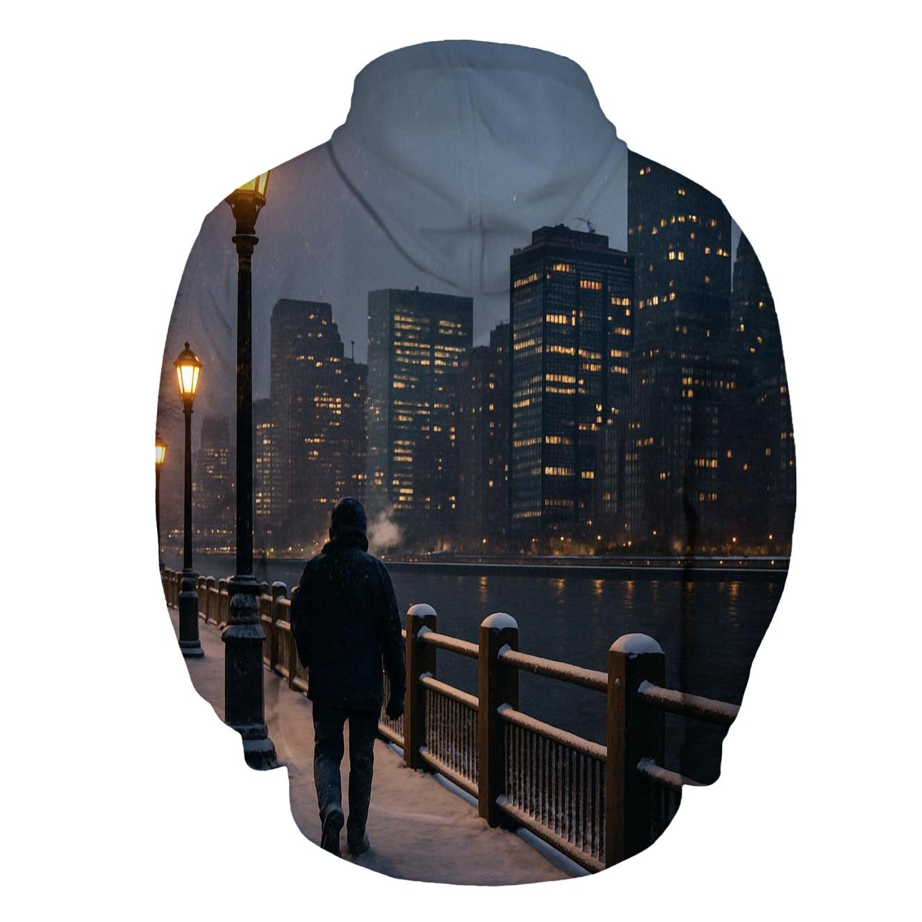 Winter Twilight At Roosevelt Island premium hoodies