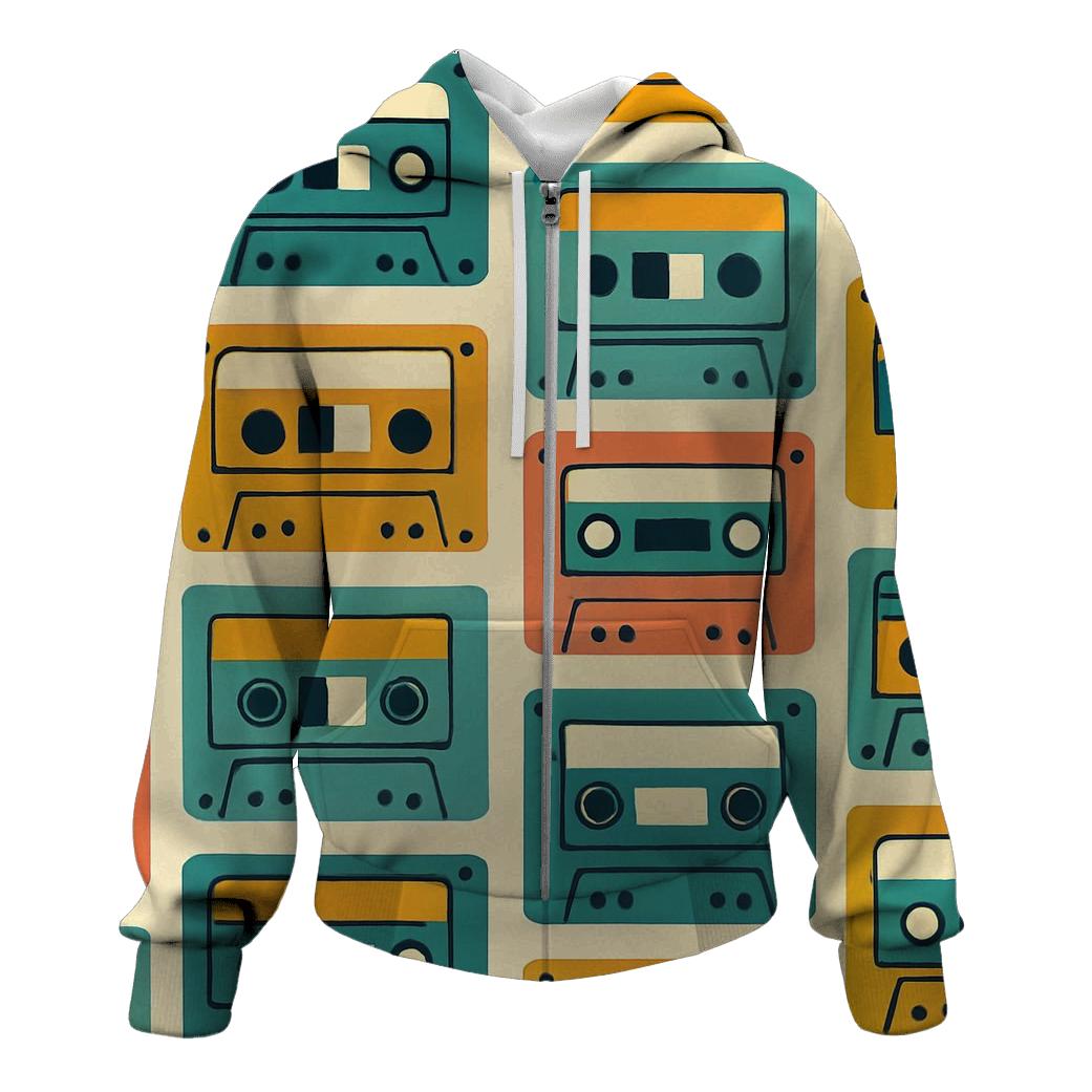 Cassette Collage Pattern premium hoodies
