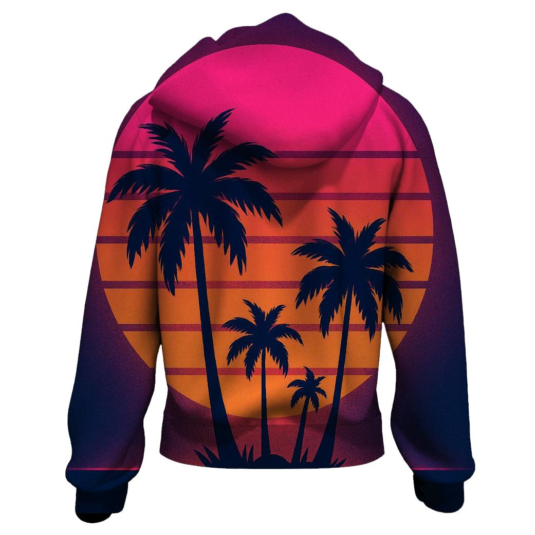 Retro Wave Sunset Palms lightweight hoodies