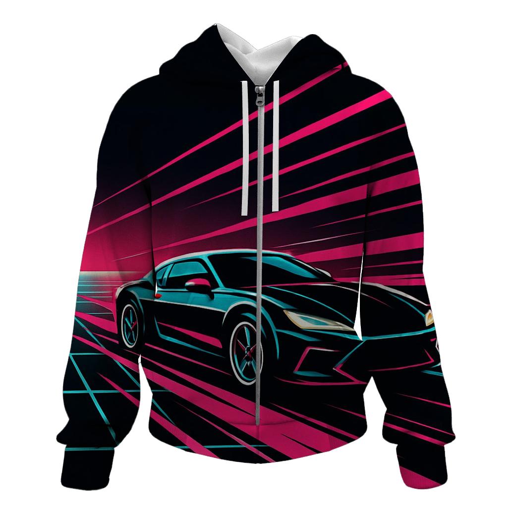 Neon Grid Racer graphic hoodies