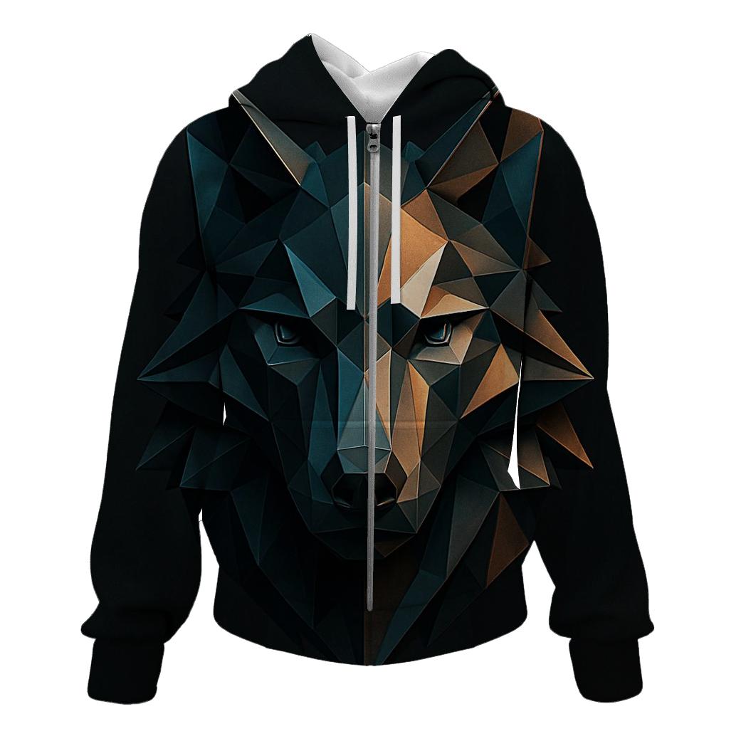 Abstract Geometric Wolf hoodie styles