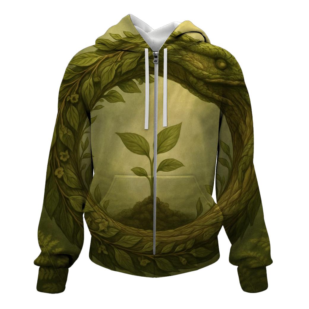 Verdant Cycle Ouroboros printed hoodies