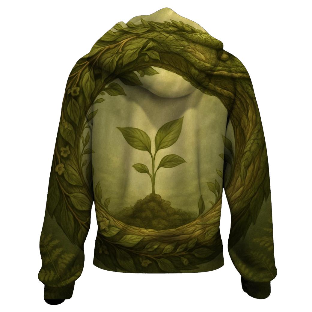 Verdant Cycle Ouroboros printed hoodies