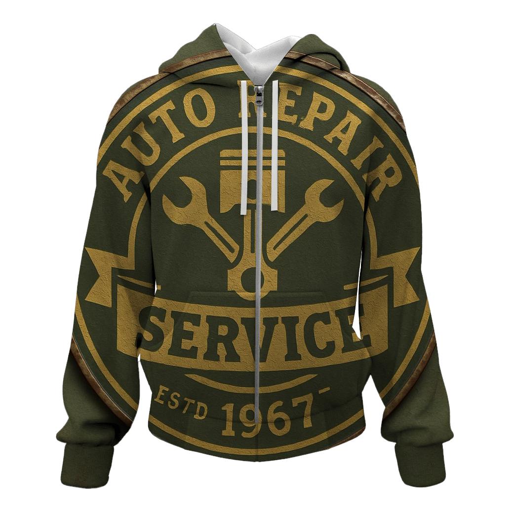 Antique Garage Emblem zip-up hoodies