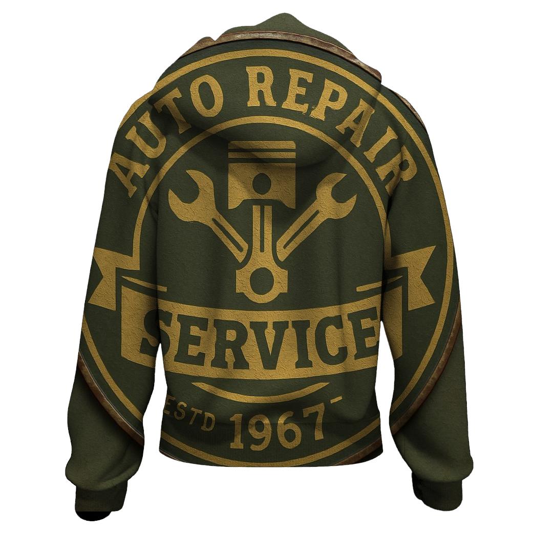 Antique Garage Emblem zip-up hoodies