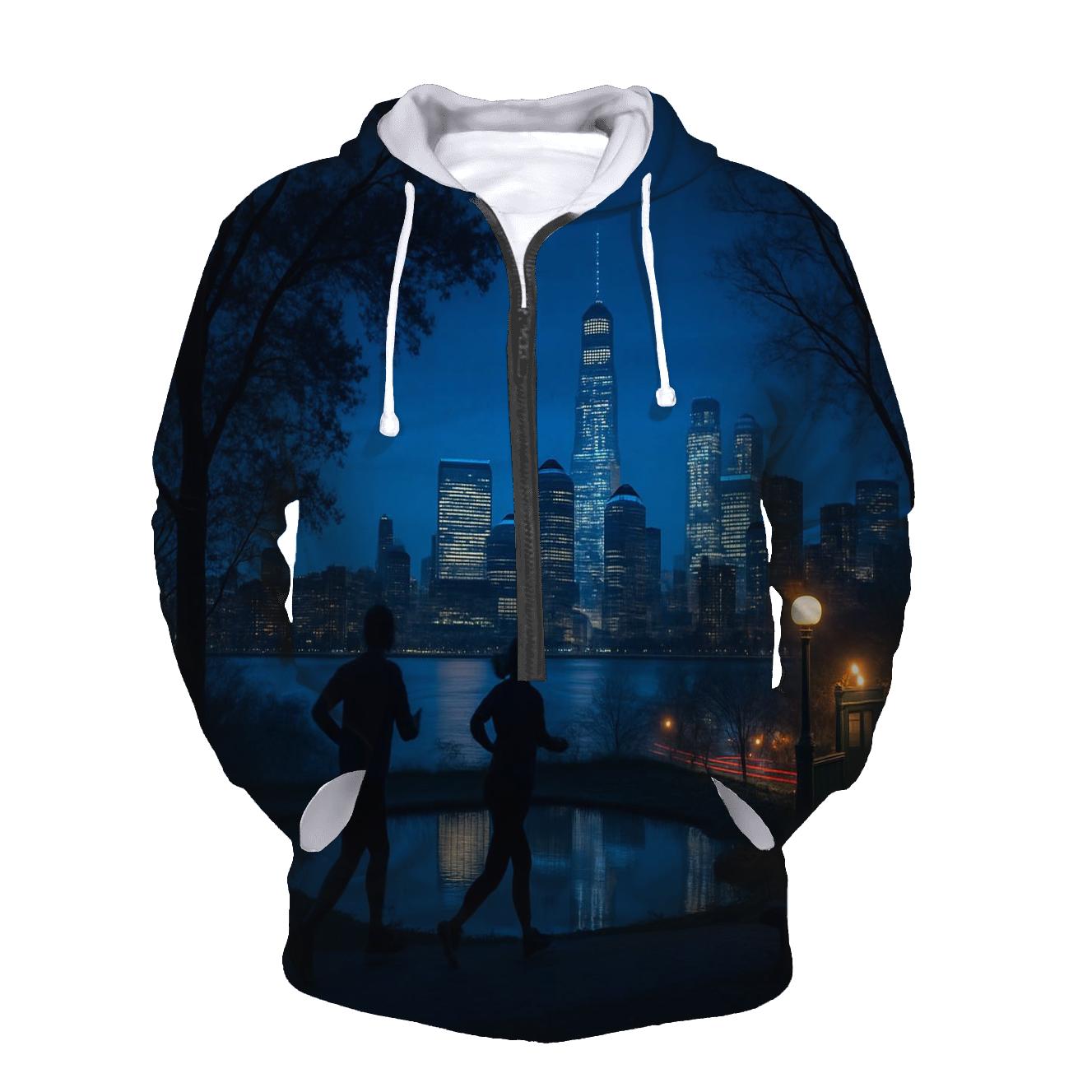 Central Park Overlook At Blue Hour premium hoodies