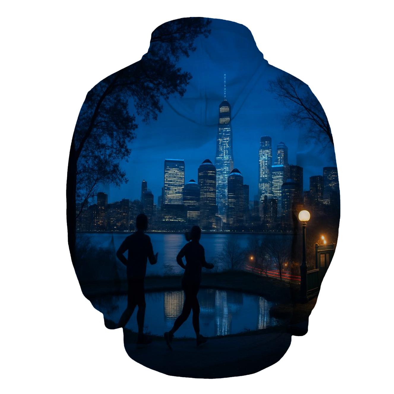 Central Park Overlook At Blue Hour premium hoodies